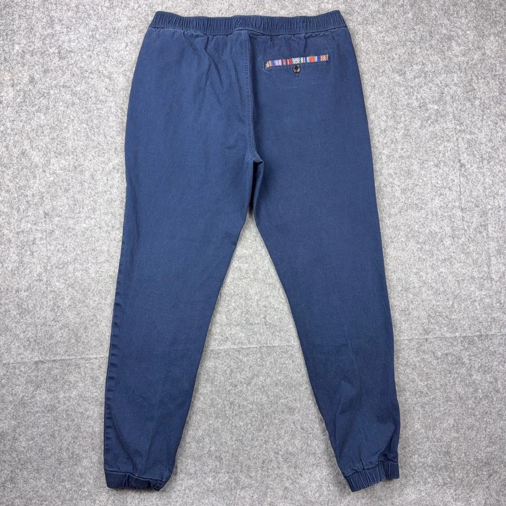 Wowie Jogger Pants Mens Large Navy Blue Tribal Aztec Trim Elastic Waist Boho